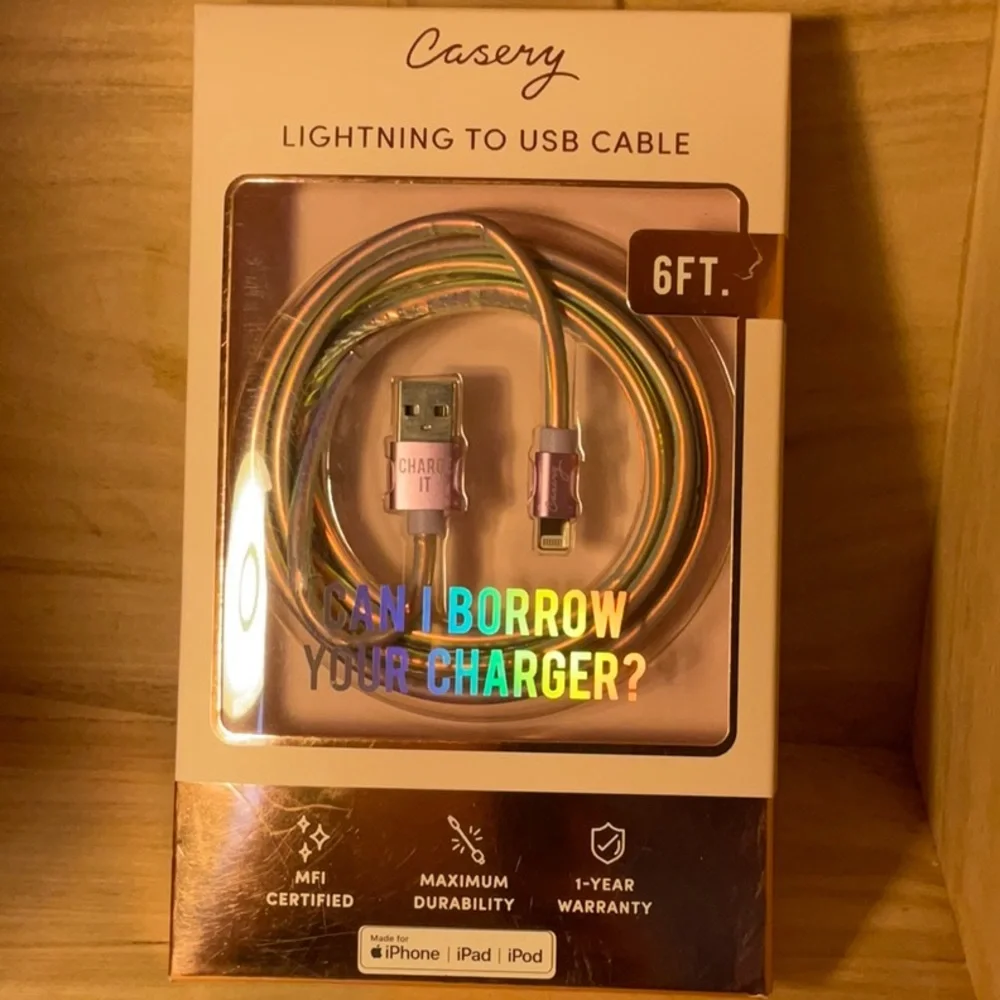 Casery lightning to USB cable – 6 feet long compatible w/ iPhone, iPad, iPod